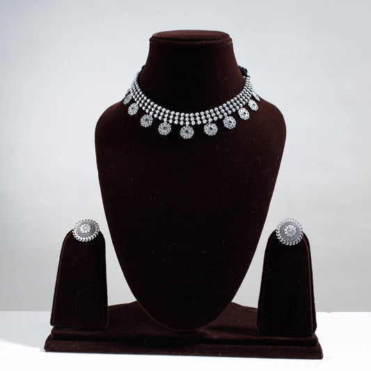 oxidised choker necklace set