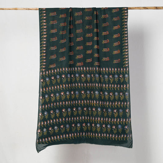 Green - Nandana Dabu Block Printed Mul Cotton Saree