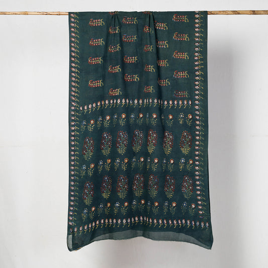Green - Nandana Dabu Block Printed Mul Cotton Saree