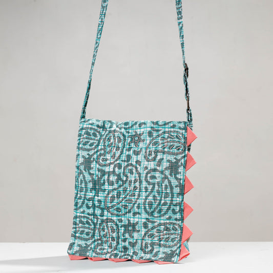 Blue - Jugaad Handmade Patchwork Cotton Flap Sling Bag