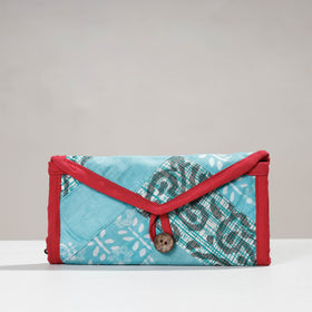 Blue Jugaad Handmade Patchwork Cotton Two Fold Clutch Wallet