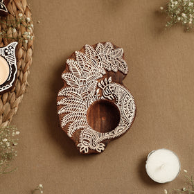  Hand Carved Sheesham Wood Block Tealight Candle Holder Online at iTokri.com 