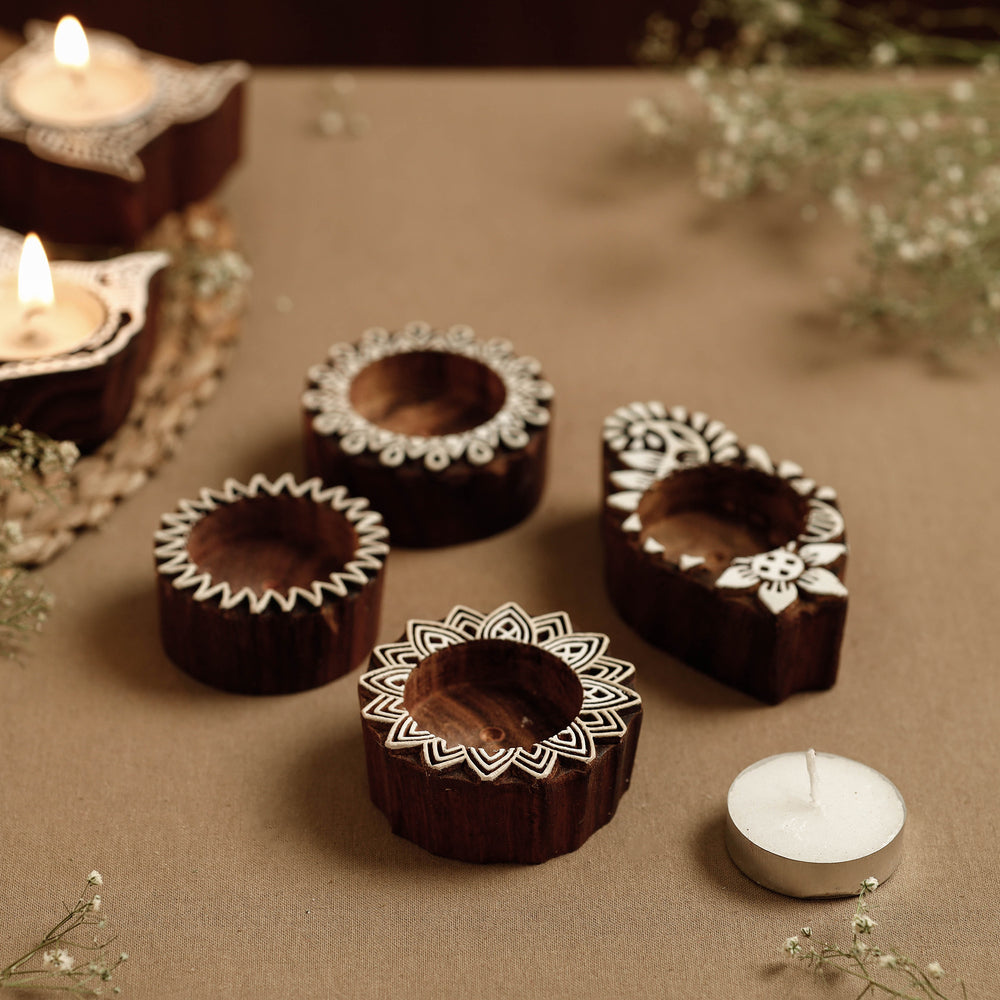 wooden tealight candle holder