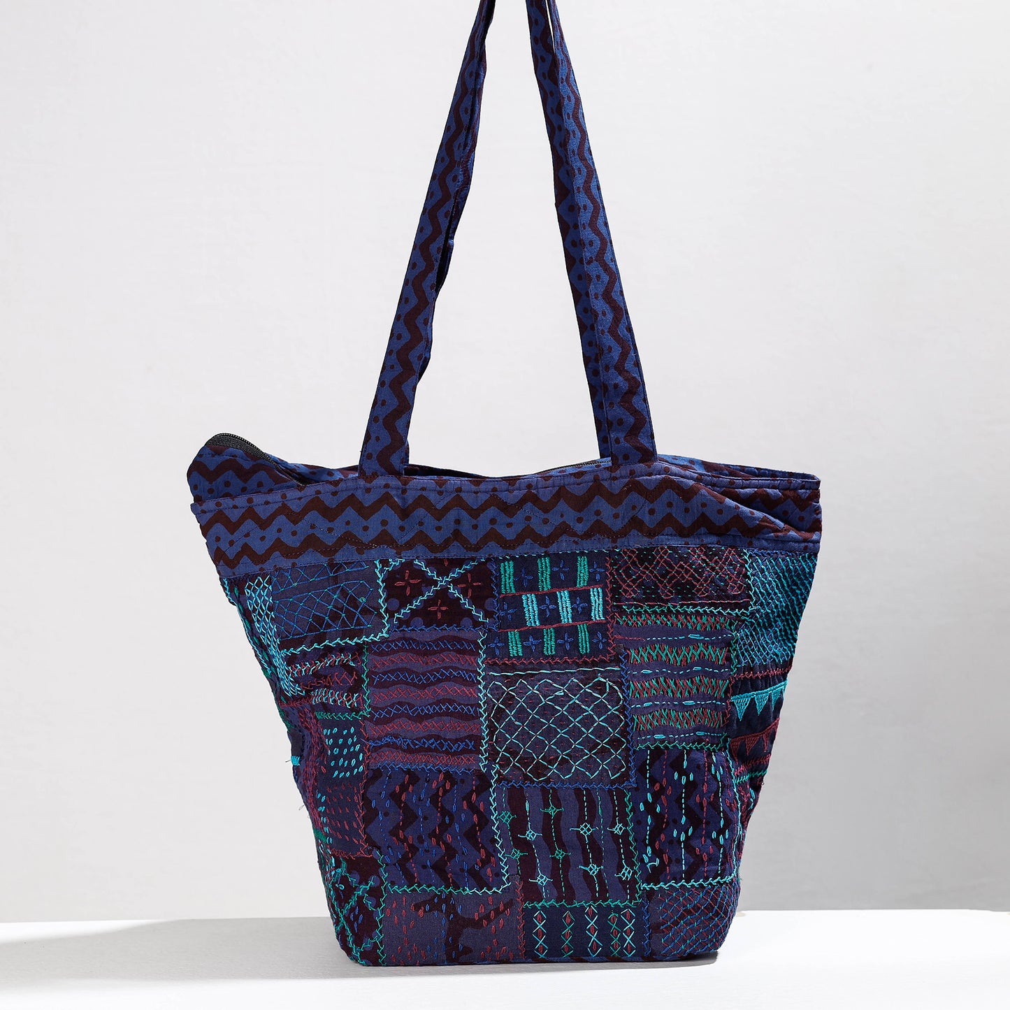 Blue - Lambani Hand Embroidery Patchwork Cotton Shoulder Bag