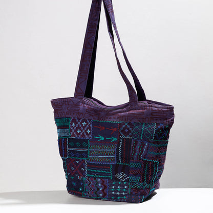 Blue - Lambani Hand Embroidery Patchwork Cotton Shoulder Bag