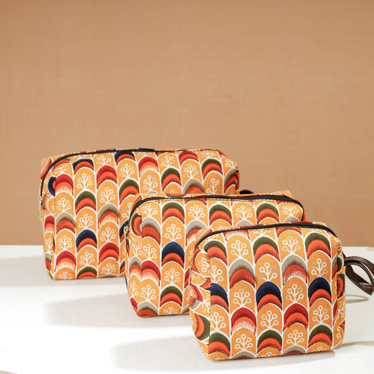 Handcrafted Printed Toiletry Bags (Set of 3)