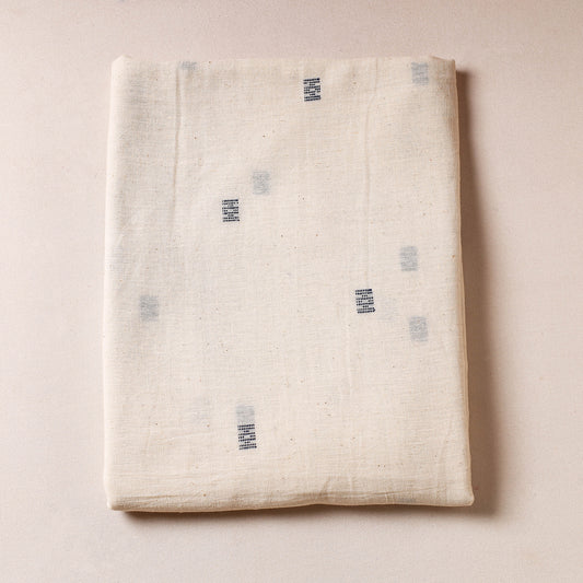 Beige - Organic Kala Cotton Handloom Buti Precut Fabric