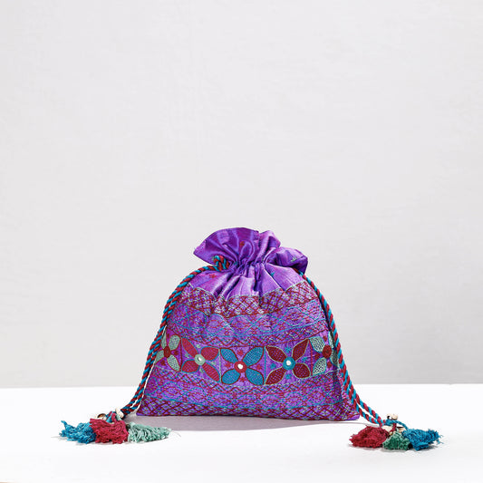 Lambani Mirror Work Hand Embroidery Silk Potli Bag