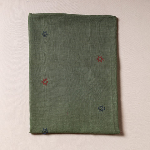 Green - Handloom Organic Buti Kala Cotton Fabric 06