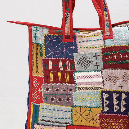 Maroon - Lambani Hand Embroidery Patchwork Cotton Shoulder Bag