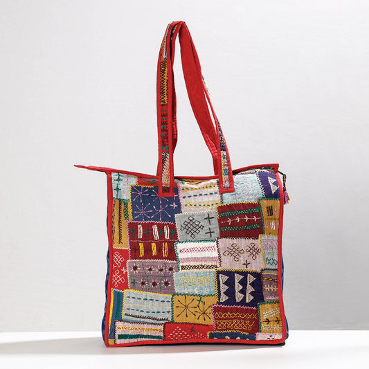 Maroon - Lambani Hand Embroidery Patchwork Cotton Shoulder Bag