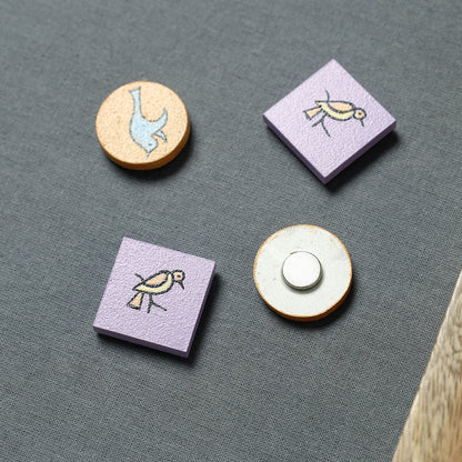 Miniature Handpainted Pine Wood Magnetic Tic Tac Toe