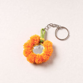 Orange Patwa Bead & Seashell Work Handmade Keychain 