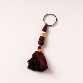Maroon Patwa Bead & Seashell Work Handmade Keychain 
