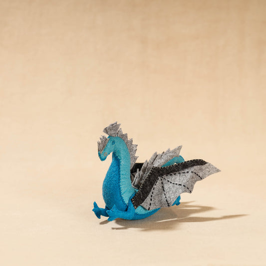 Blue Dragon - Handmade Felt Work Stuffed Soft Toy