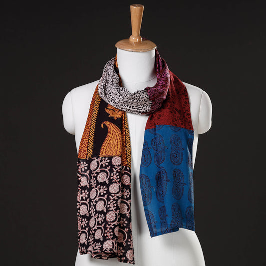 Multicolor - Bagh Hand Block Printed Patchwork Cotton Stole