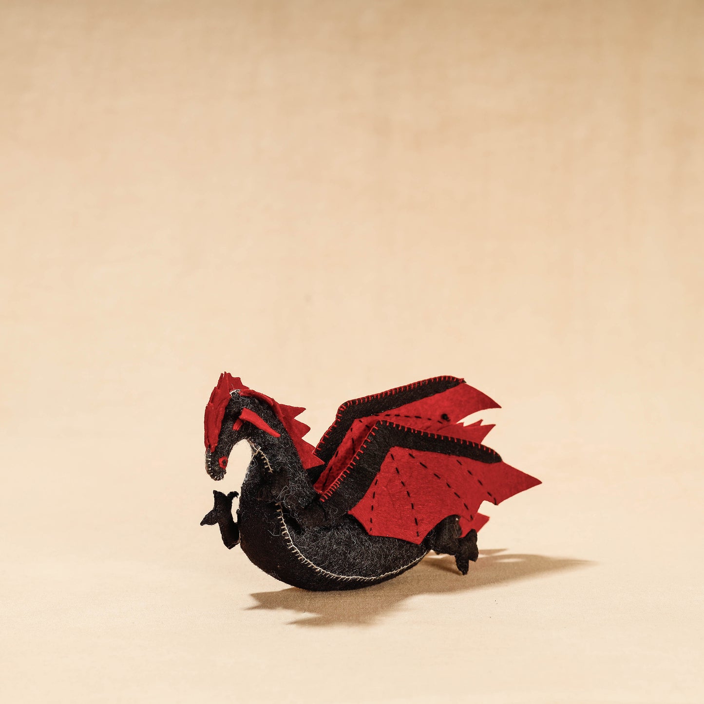Black Dragon - Handmade Felt Work Stuffed Soft Toy