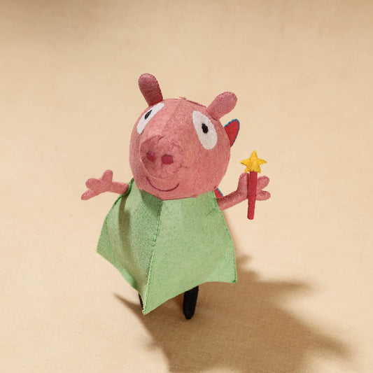 Girl Piggie - Handmade Felt Work Stuffed Soft Toy