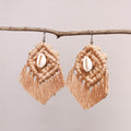  Thread & Seashell Work Handmade Macrame Earrings 