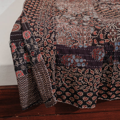 Reversible Ajrakh Printed Patch With Tagai Cotton Gudri / AC Quilt (108 x 90 in)