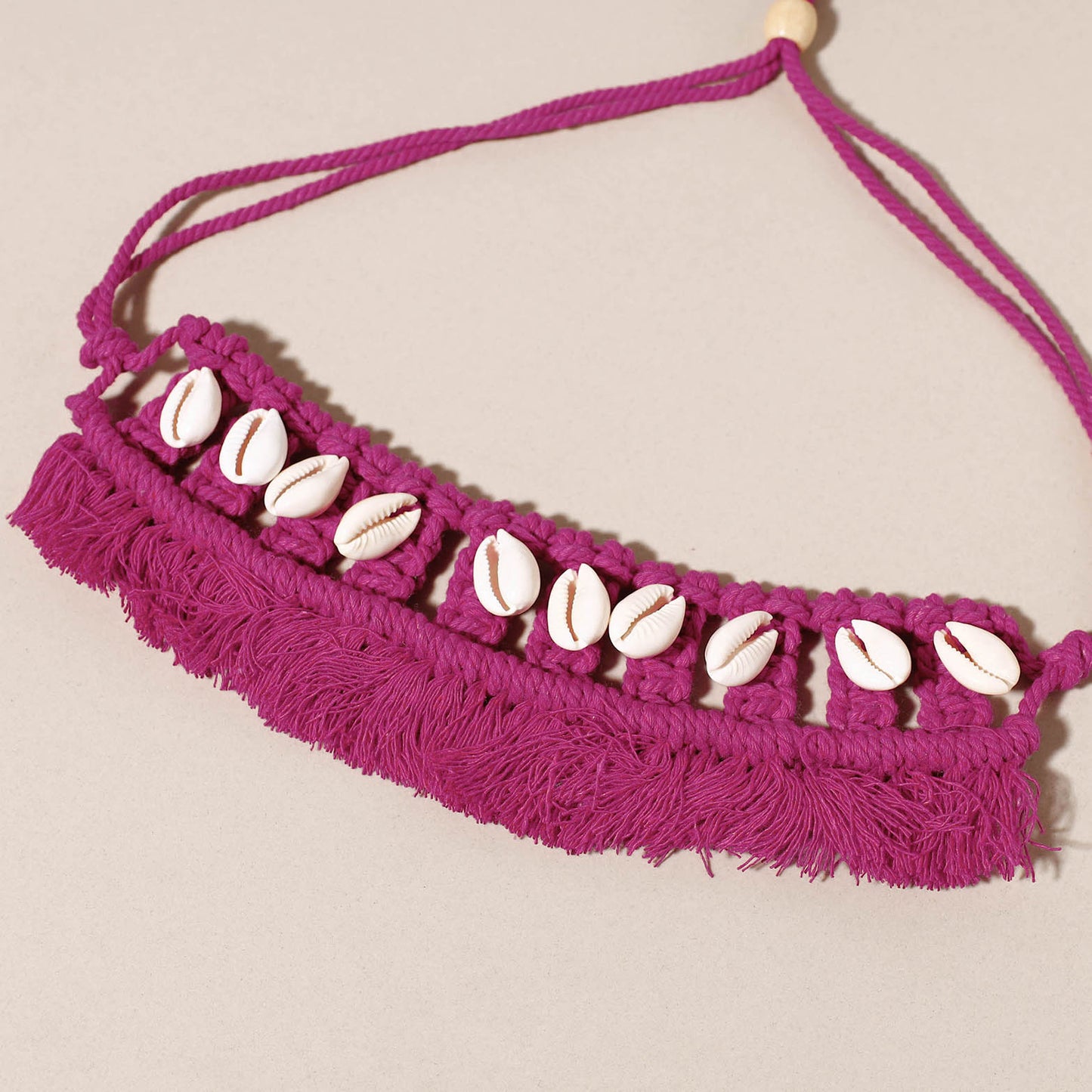 Thread & Seashell Work Handmade Macrame Choker Necklace