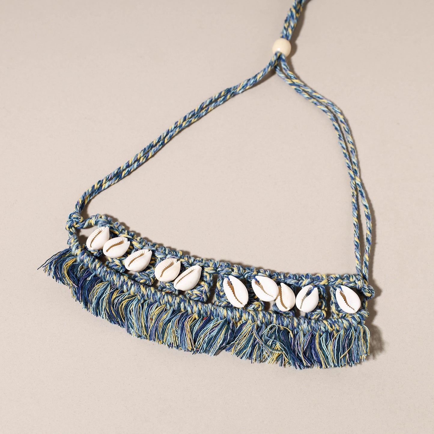 Thread & Seashell Work Handmade Macrame Choker Necklace