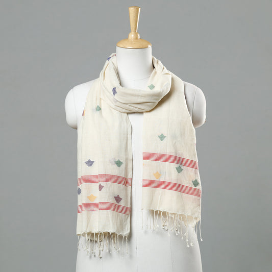 Jamdani Handloom Cotton Stole with Tassels