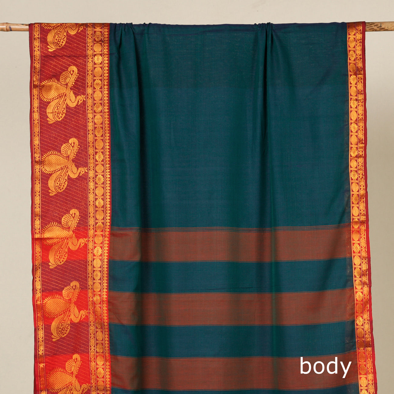 Blue - Dharwad Cotton Saree with Zari Border