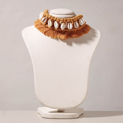 Thread & Seashell Work Handmade Macrame Choker Necklace