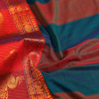 Blue - Dharwad Cotton Saree with Zari Border