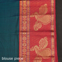 Blue - Dharwad Cotton Saree with Zari Border