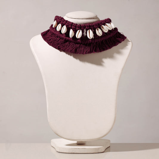 Thread & Seashell Work Handmade Macrame Choker Necklace