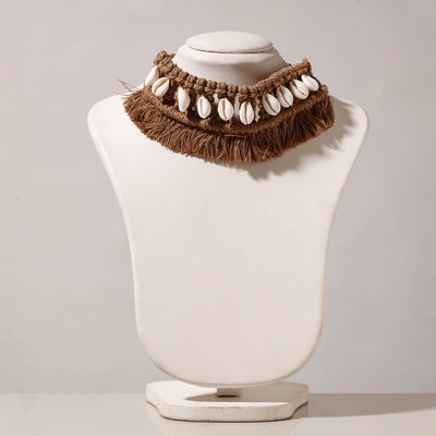 Thread & Seashell Work Handmade Macrame Choker Necklace