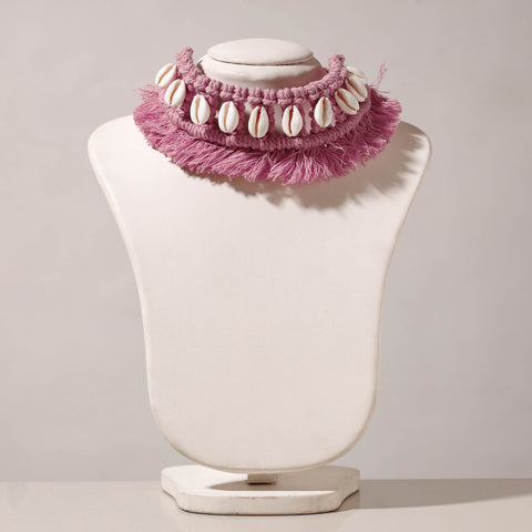 Thread & Seashell Work Handmade Macrame Choker Necklace 