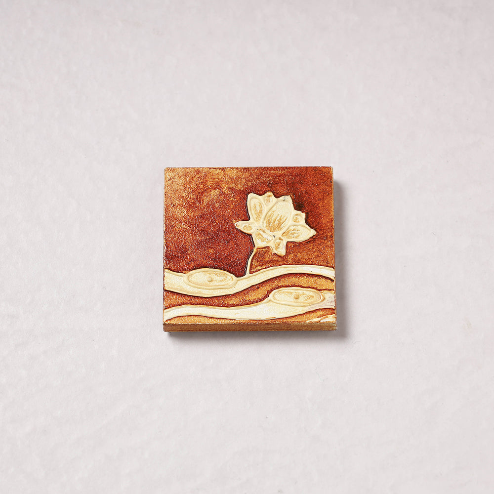 Embossed Stone Work Handpainted Wooden Fridge Magnet 29