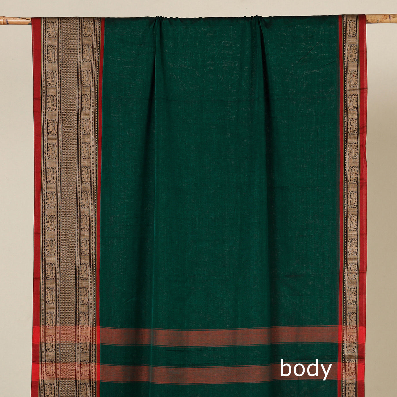 Green - Dharwad Cotton Saree with Thread Border