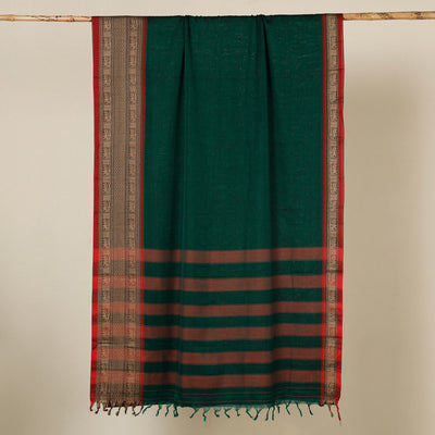 Green - Dharwad Cotton Saree with Thread Border