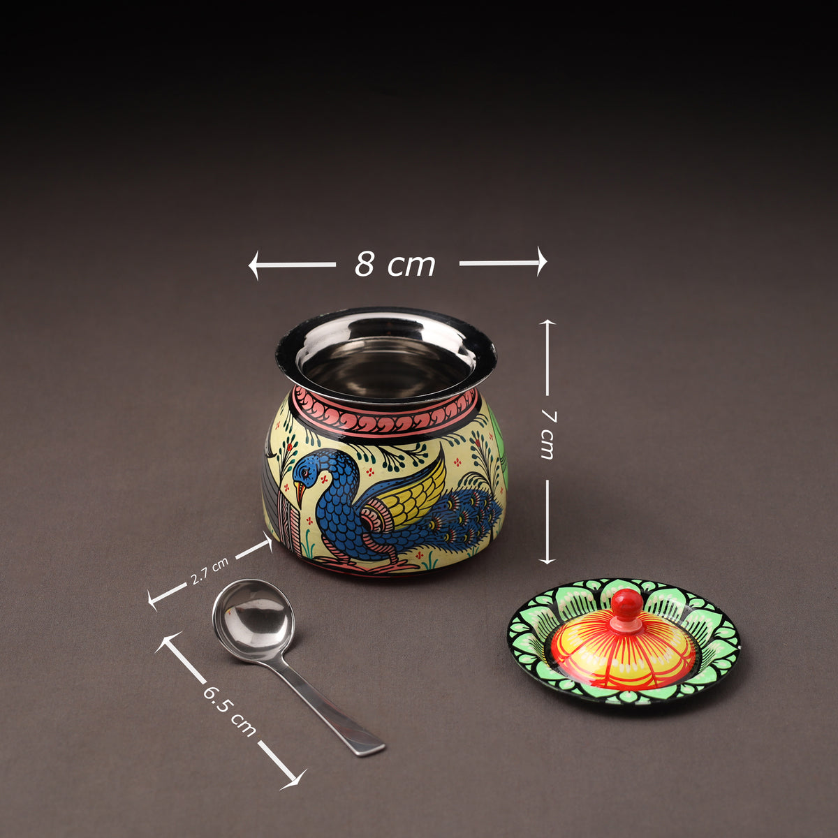 Odisha pattachitra handpainted stainless steel ghee pot