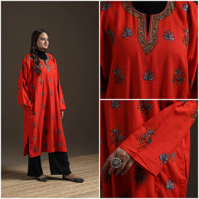 Kashmiri Heavy Sozni Hand Embroidered Handwoven Merino Wool Pheran 32