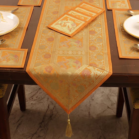 Brocade Banarasi Silk Dining Table Linen with 1 Runner, 6 mats and 6 coasters 12