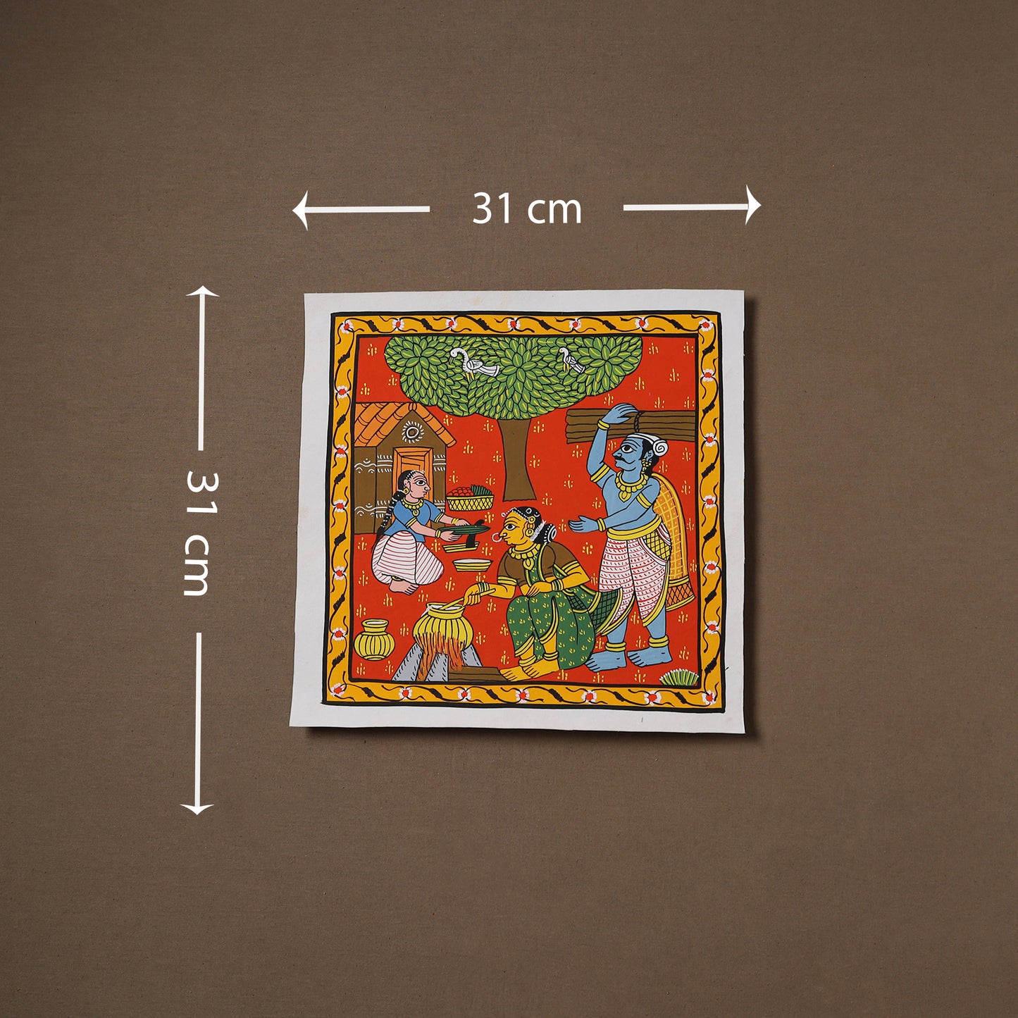Handpainted Cheriyal Scroll Painting by Dhanalakota Sai Kiran (12 x 12 in) 24