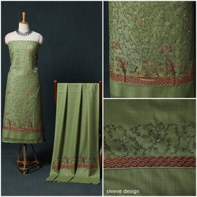 3pc Heavy Embroidered Wool Unstitched Dress Material Suit Set 32