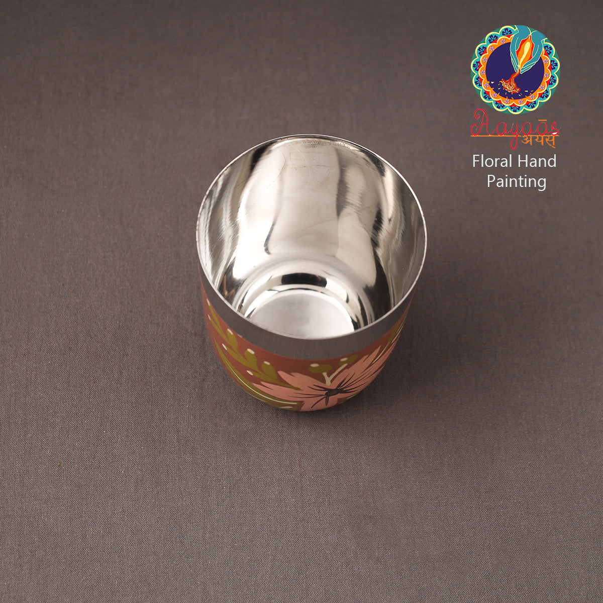 Floral Handpainted Enamelware Stainless Steel Glass 33