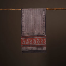 Handloom woolen natural dyed bagru stole 01 - handcrafted