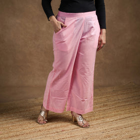 Elastic Waist Cotton Plain Palazzo for Women 29