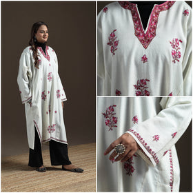 Kashmiri Heavy Sozni Hand Embroidered Handwoven Merino Wool Pheran 34