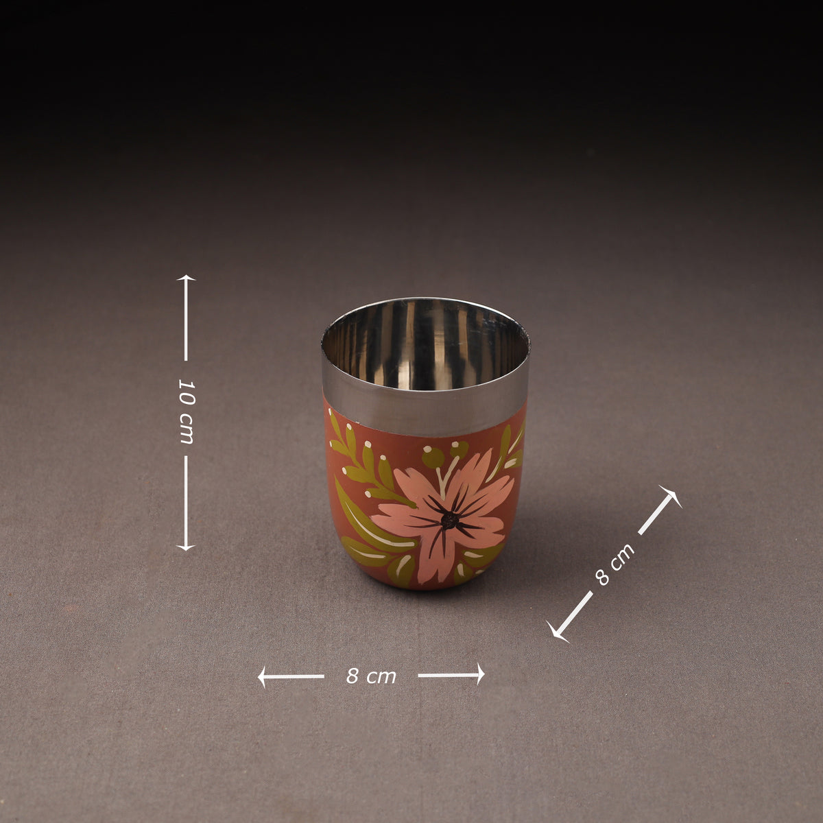 Floral Handpainted Enamelware Stainless Steel Glass 33