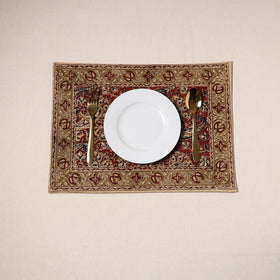 Red - natural dyed pedana kalamkari cotton table mat 29