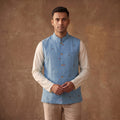 Handwoven Cotton Nehru Jacket for Men in Jamdani Buti of Srikakulam 13