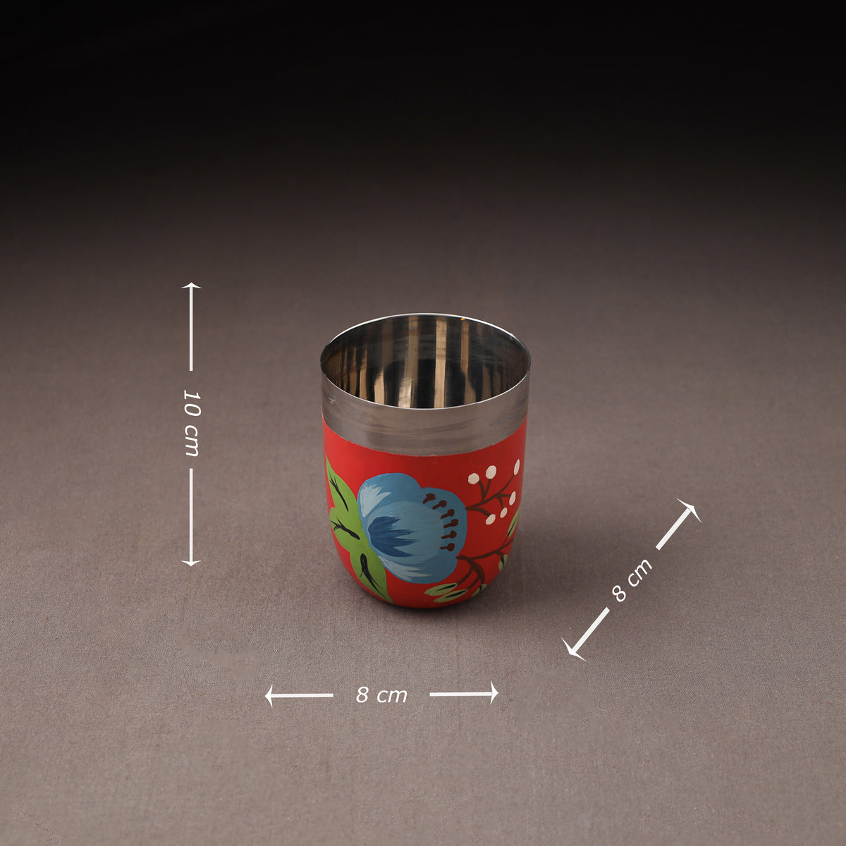 Floral Handpainted Enamelware Stainless Steel Glass 34